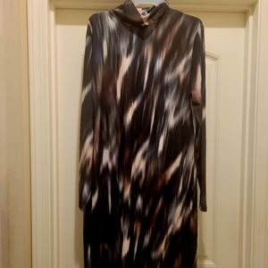H&M Mock Turtle Neck Multi Colored Midi Dress
